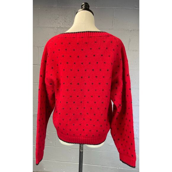 Vintage Woolrich Sheep Moon Novelty Knit Wool Sweater Red Black Medium Large - Picture 10 of 13